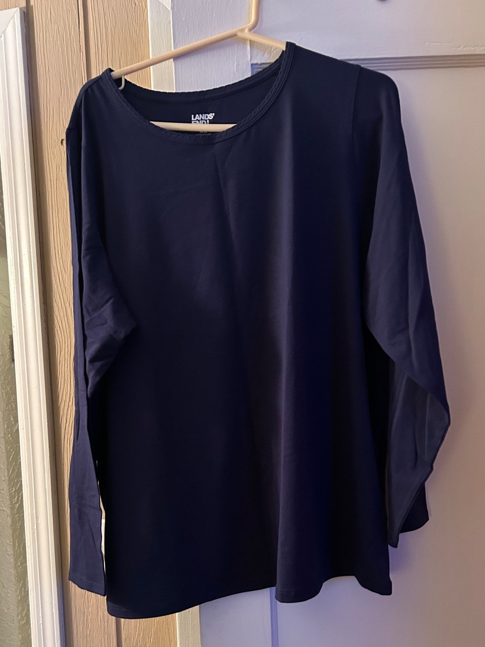 Lands End Navy Blue and Floral Pajama Set 2XL